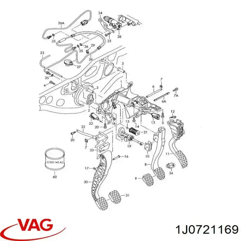 Кліпса педалі троса зчеплення VAG 1J0721169 ціна, від 8.61 USD