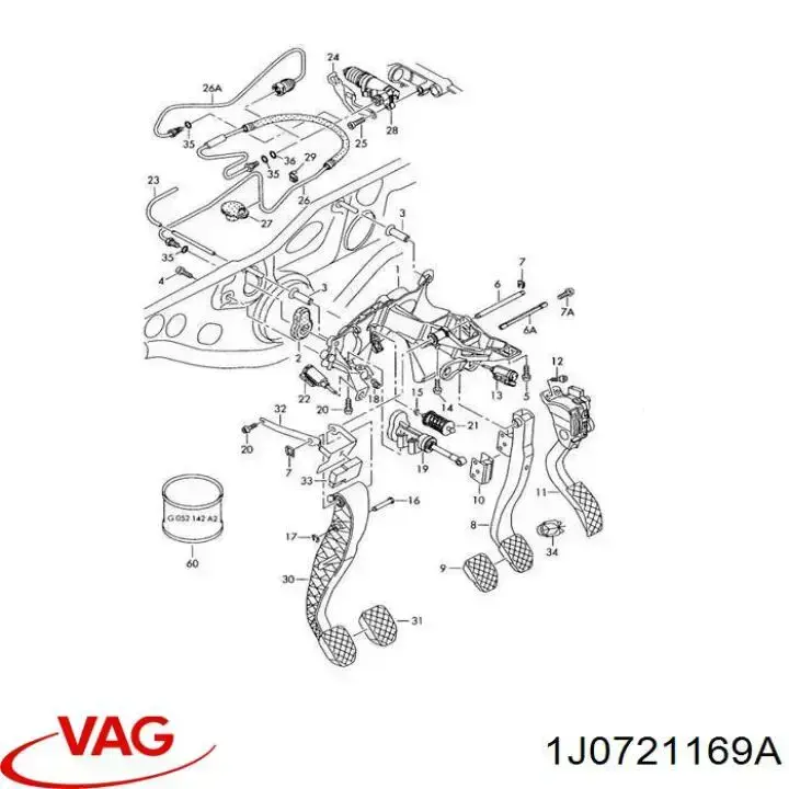 Кліпса педалі троса зчеплення VAG 1J0721169A ціна, від 10.06 USD