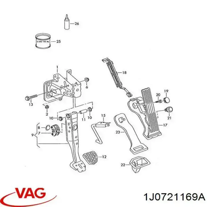 Купити 1J0721169A VAG Кліпса педалі троса зчеплення