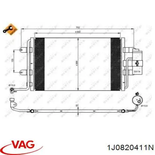 Купити 1J0820411N VAG Радіатор системи охолодження кондиціонера