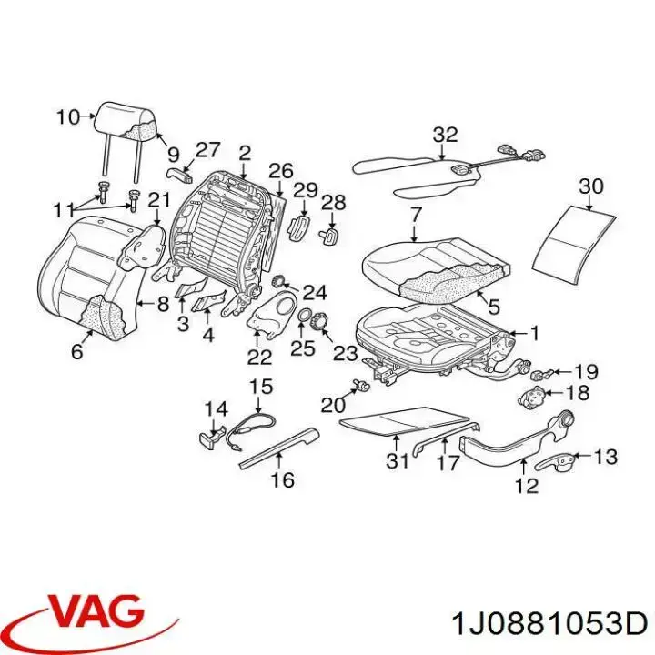 Купити 1J0881053D VAG Двигун приводу регулювання сидіння