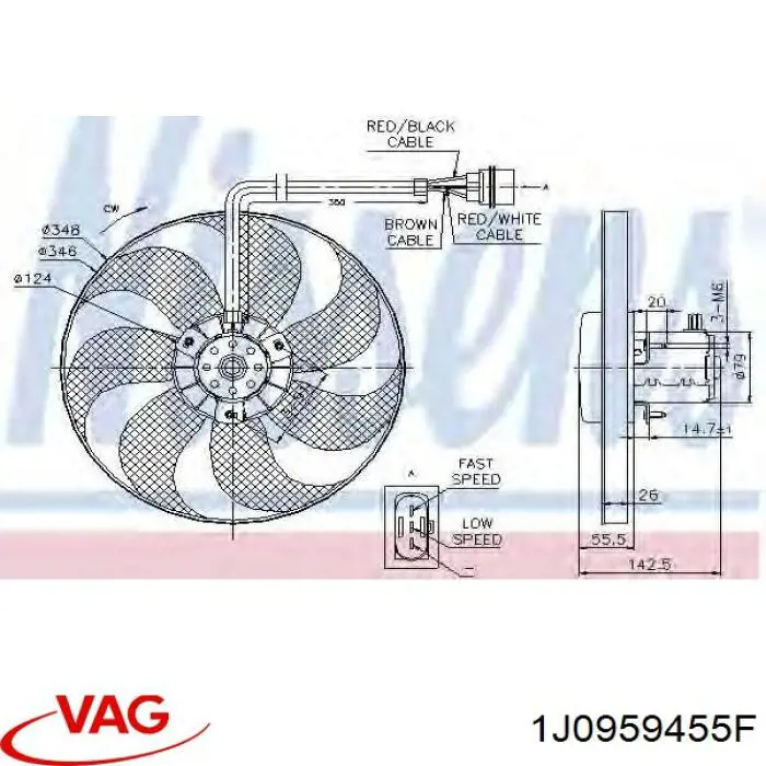 Вентилятор охолодження VAG 1J0959455F