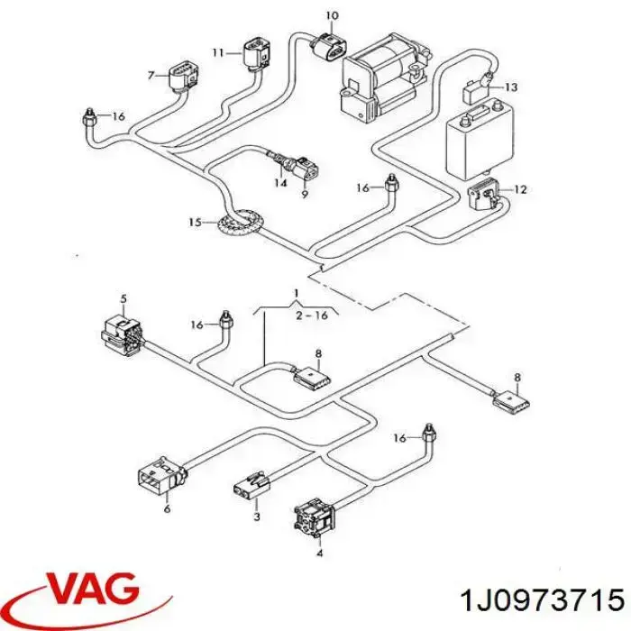 1J0973715 VAG Замок водійських дверей