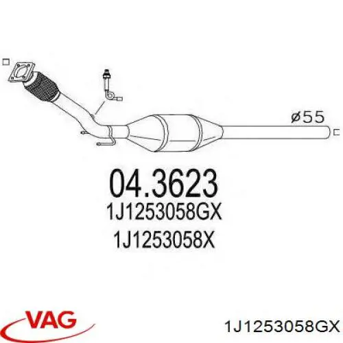 Конвертор-каталізатор (каталітичний нейтралізатор) 1J1253058GX VAG