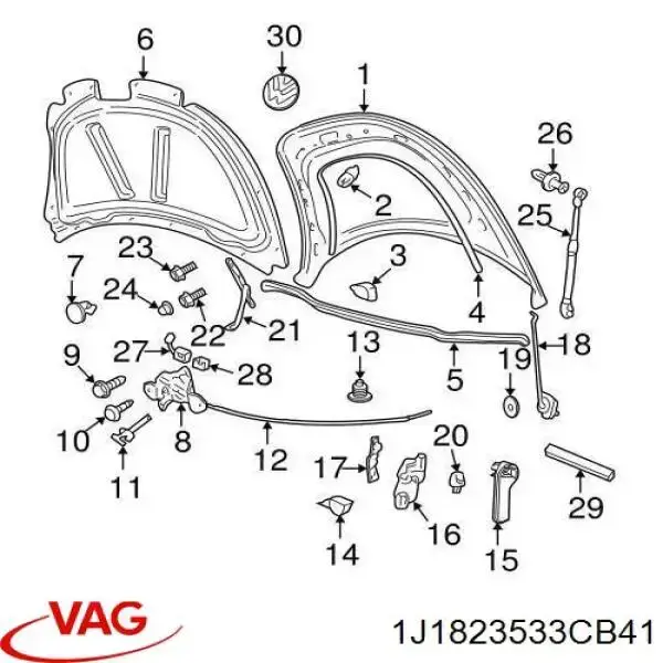 Ручка відкриття капота VAG 1J1823533CB41 ціна, від 5.00 USD