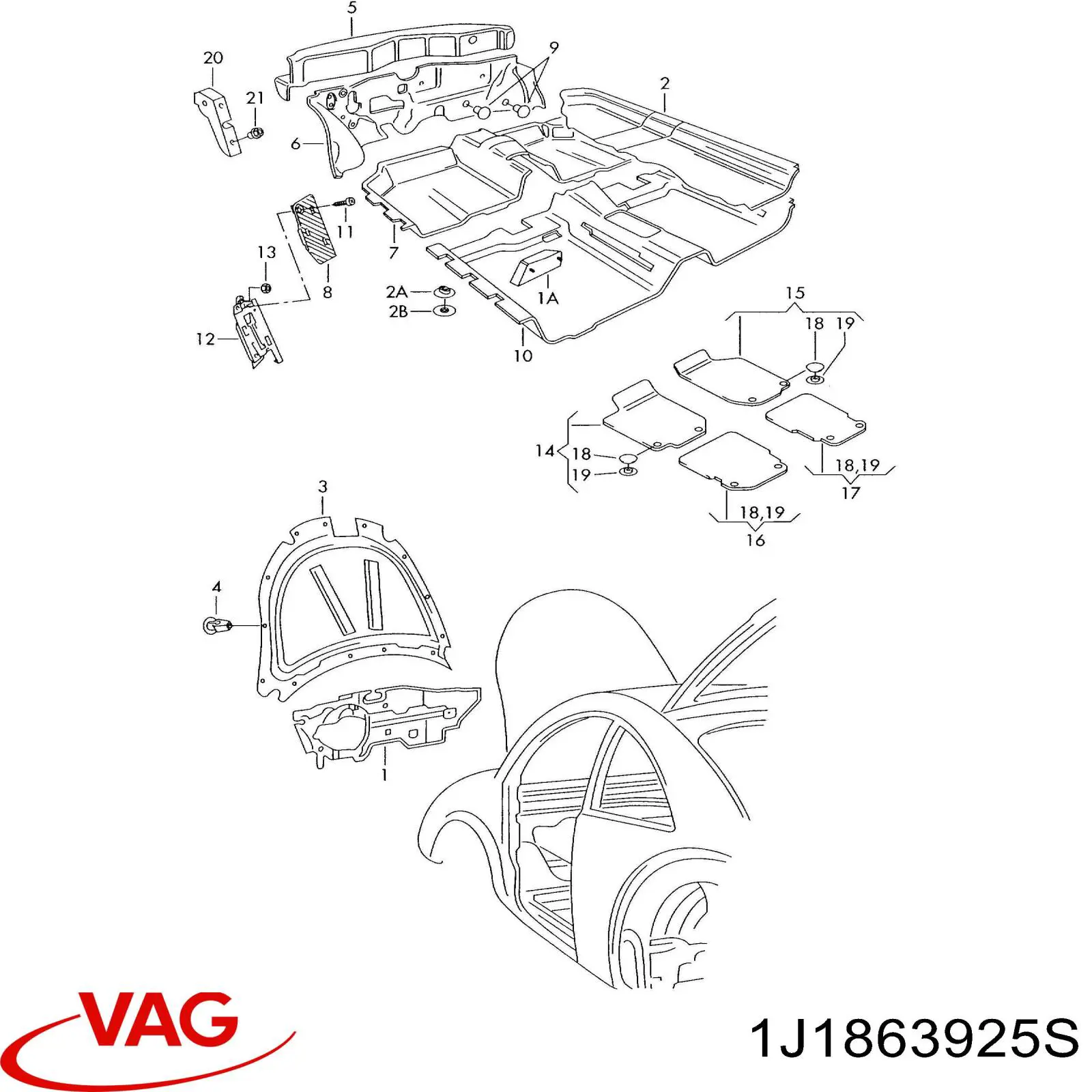 Шумоізоляція моторного щита VAG 1J1863925S ціна, від 41.44 USD