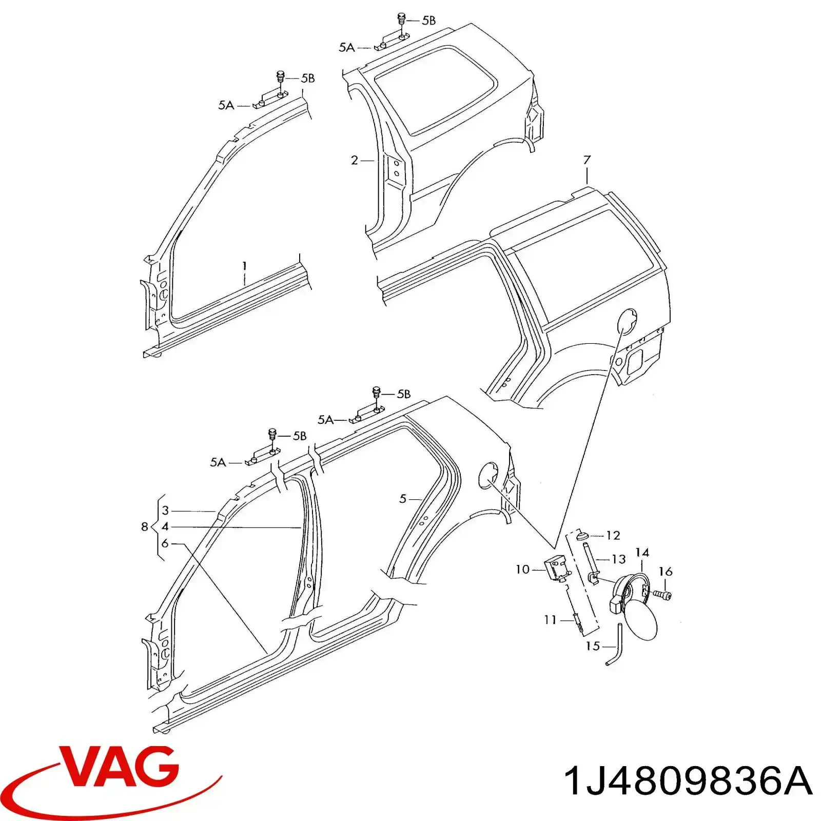 1J4809836A VAG Отвір передніх правих дверей