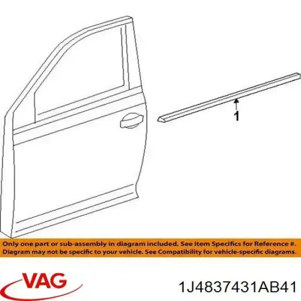 1J4837431B41 VAG направляюча скла рамки двері, переднього ліва