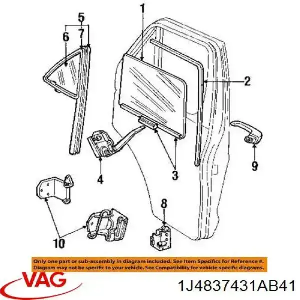 Направляюча скла рамки двері, передньої лівої VAG 1J4837431AB41 ціна, від 14.22 USD