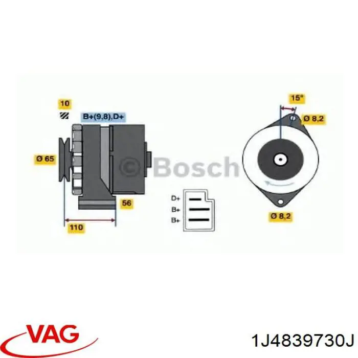 Механізм стеклопод'емника двері задньої, правої VAG 1J4839730J