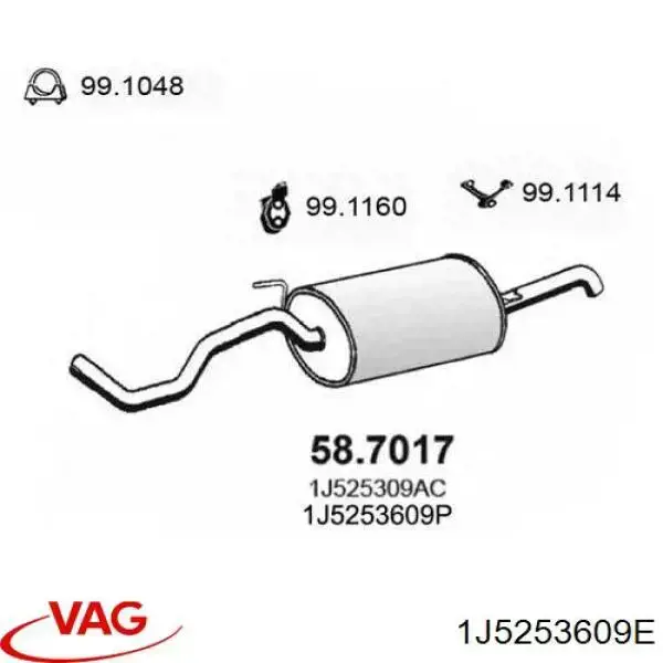 Купити 1J5253609E VAG Вихлоп