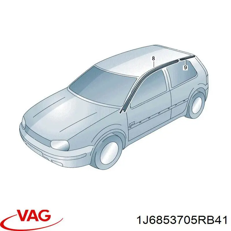 1J6853705RB41 VAG Молдинг даху, лівий