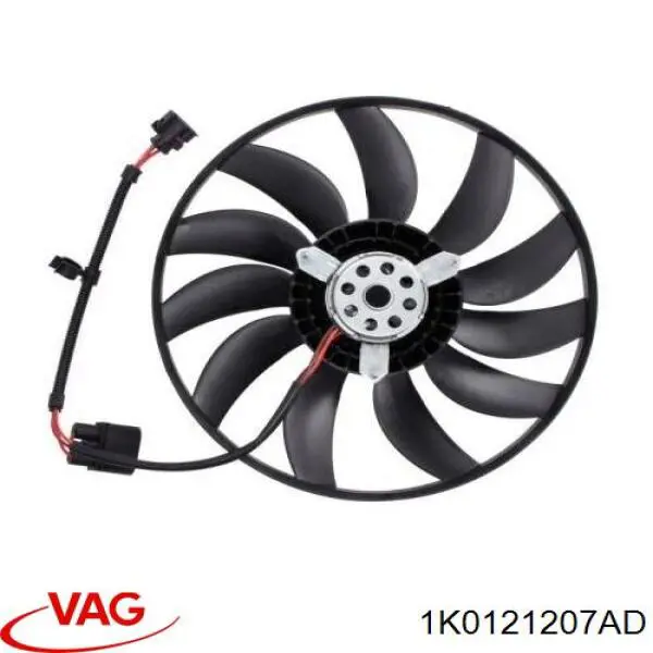 1K0121207AD VAG Дифузор радіатора охолодження, в зборі з мотором і крильчаткою