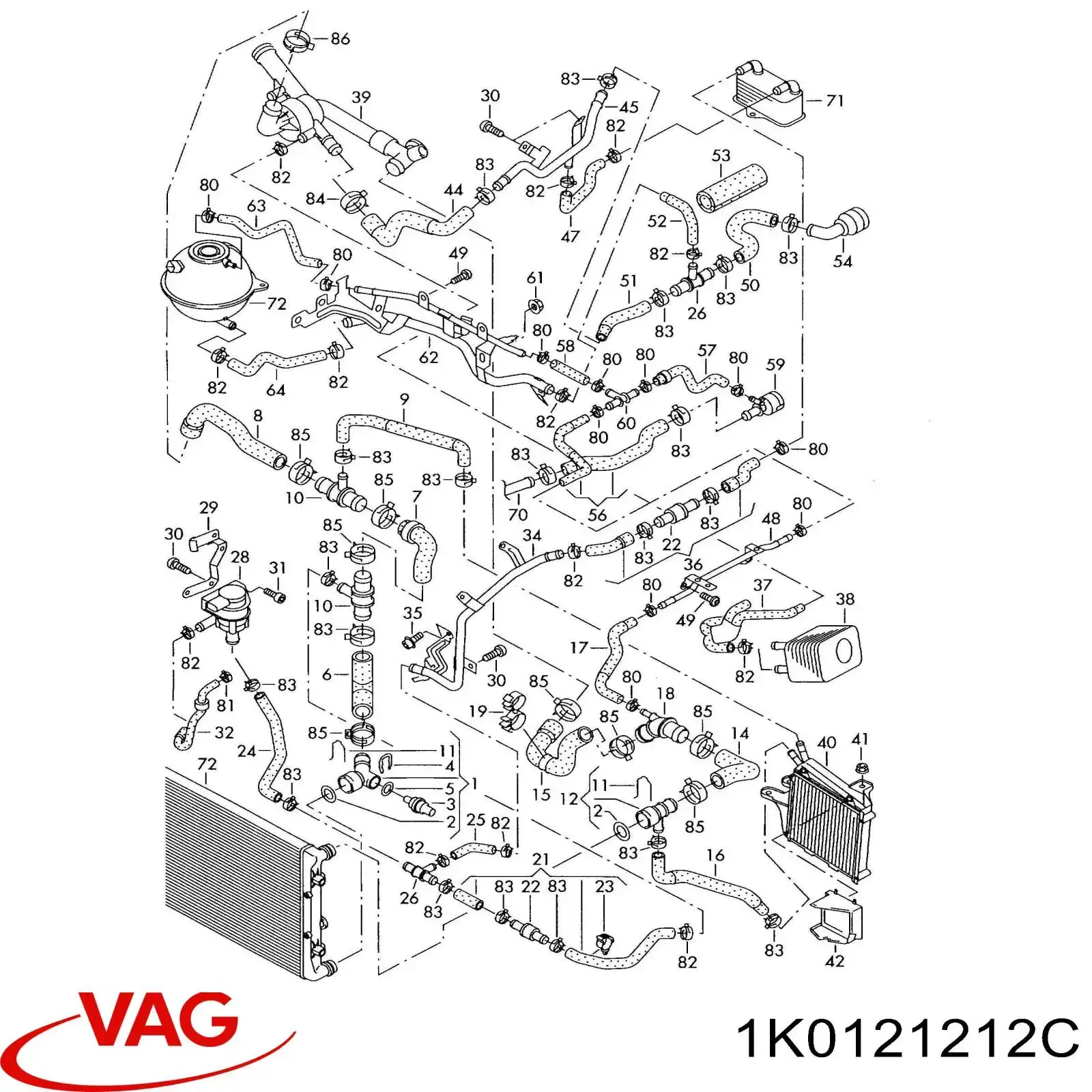 1K0121212 VAG радіатор охолодження, додатковий