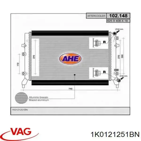 Радіатор основний VAG 1K0121251BN ціна, від 59.67 USD