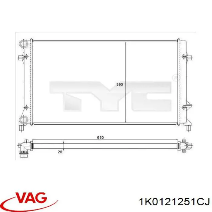 Радіатор 1K0121251CJ VAG