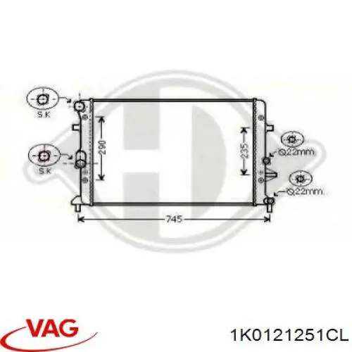 1K0121251CL VAG радіатор охолодження двигуна