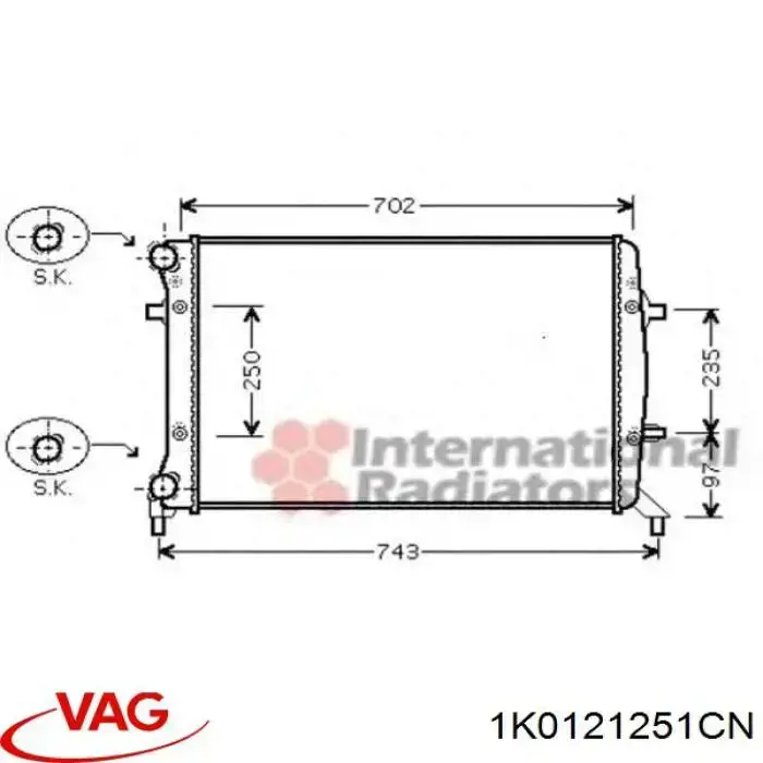 Радіатор 1K0121251CN VAG