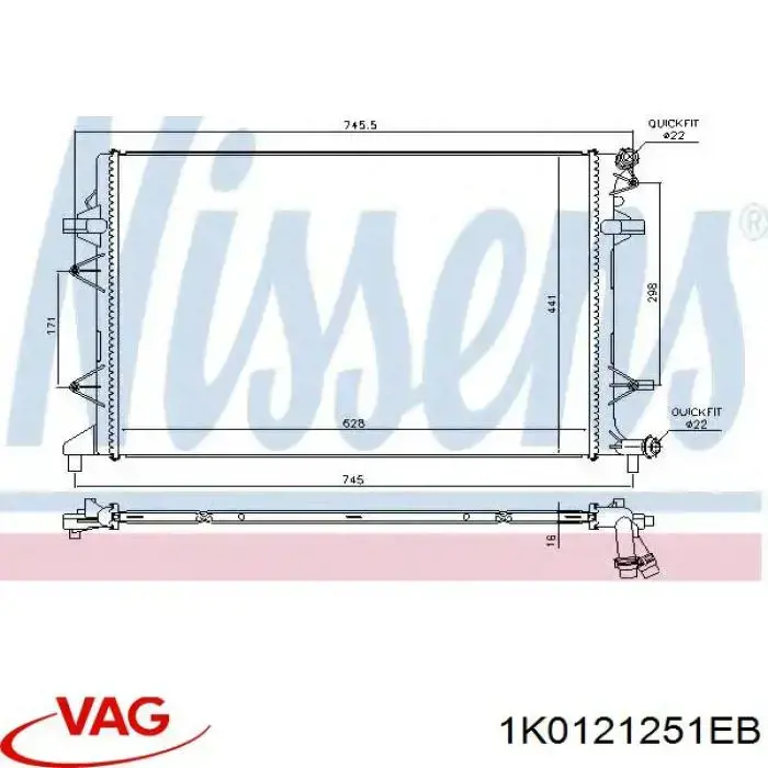 Радіатор основний VAG 1K0121251EB ціна, від 72.62 USD