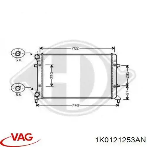 Радіатор 1K0121253AN VAG