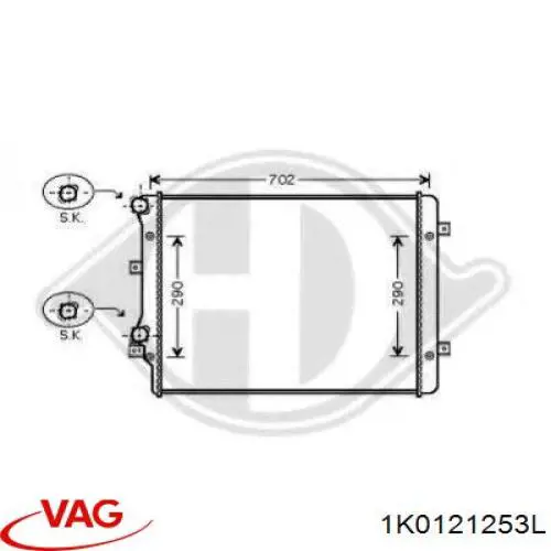 Радіатор 1K0121253L VAG