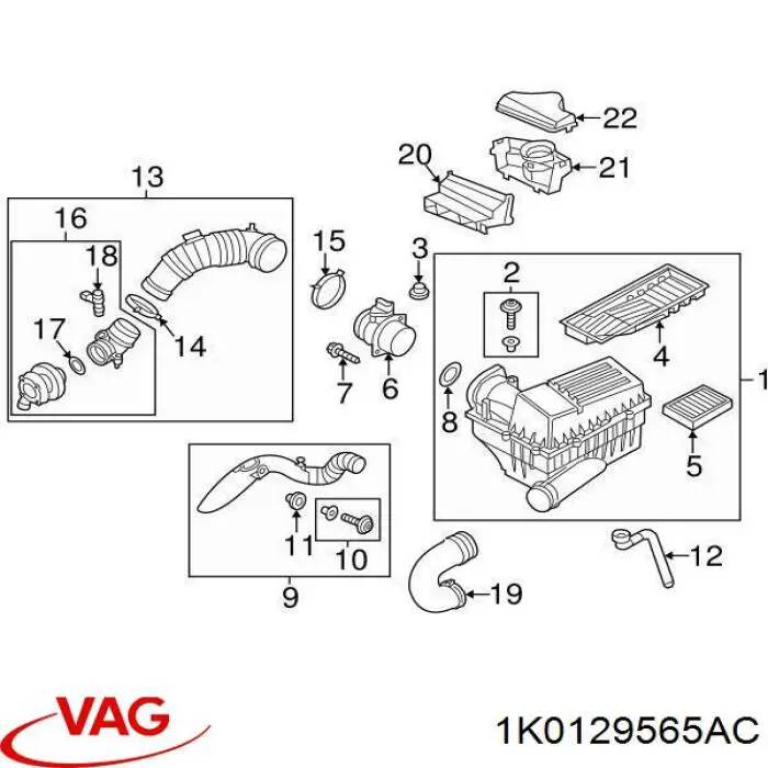 Шланг/патрубок интеркуллера 1K0129565AC VAG