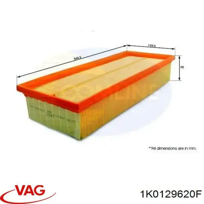 Елемент повітряного фільтра VAG 1K0129620F ціна, від 6.79 USD