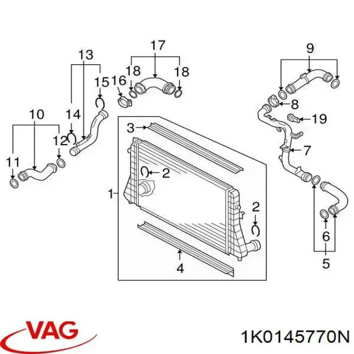 Шланг/патрубок интеркуллера VAG 1K0145770N ціна, від 34.20 USD