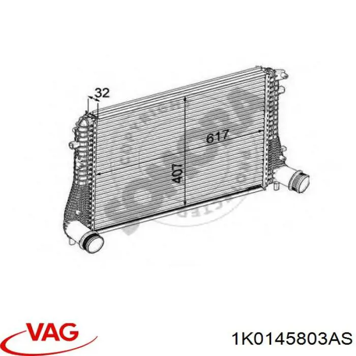 Система охолодження наддувочного повітря VAG 1K0145803AS ціна, від 88.39 USD