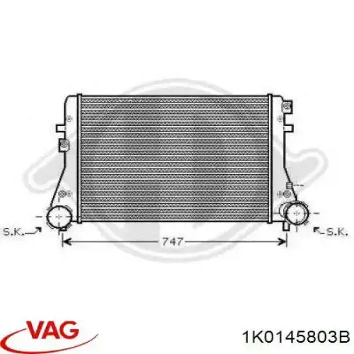 Радіатор интеркуллера 1K0145803B VAG