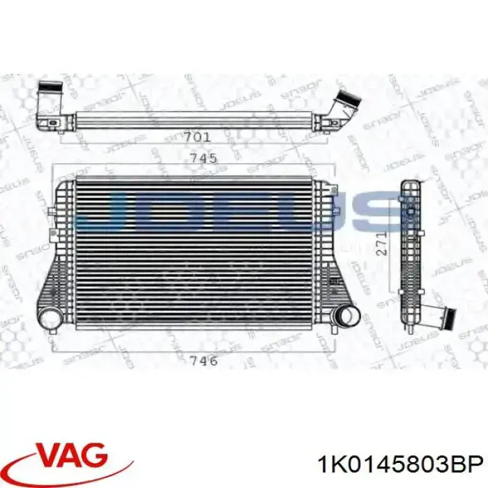 Купити 1K0145803BP VAG Радіатор интеркуллера