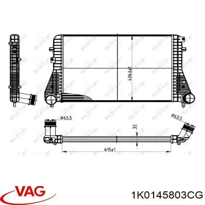 1K0145803CG VAG радіатор интеркуллера