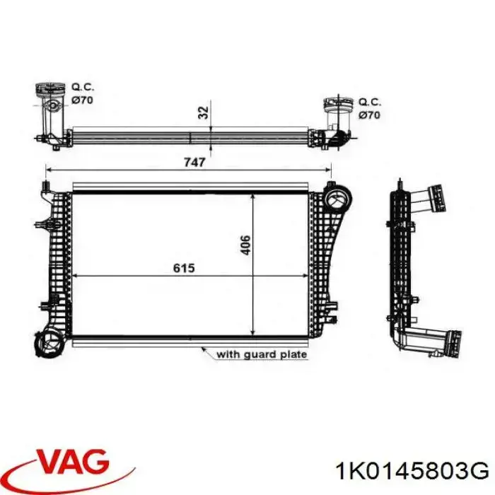 Купити 1K0145803G VAG Радіатор интеркуллера