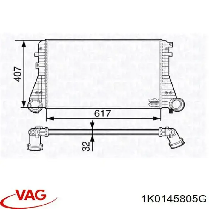 Система охолодження наддувочного повітря VAG 1K0145805G ціна, від 44.34 USD