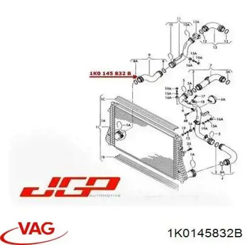 Шланг/патрубок інтеркуллера VAG 1K0145832B