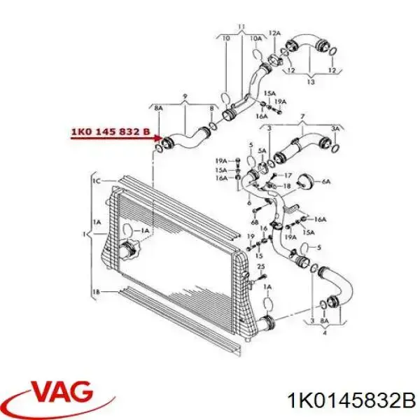 1K0145832B VAG Трубка, що нагнітається