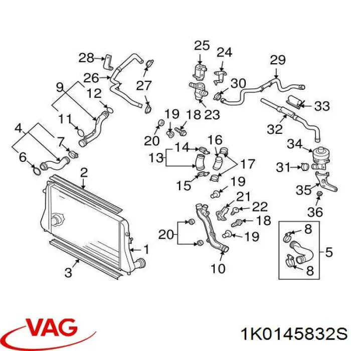 1K0145832S VAG Трубка, що нагнітається