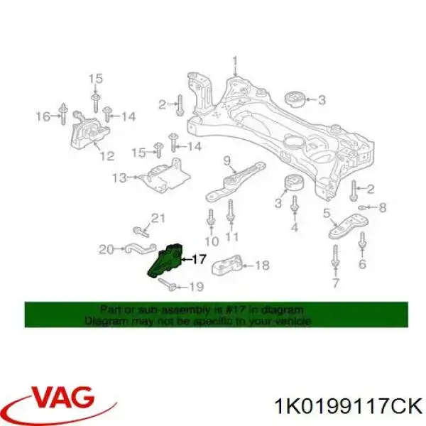 Кронштейн подушки (опори) двигуна, лівої VAG 1K0199117CK ціна, від 11.97 USD
