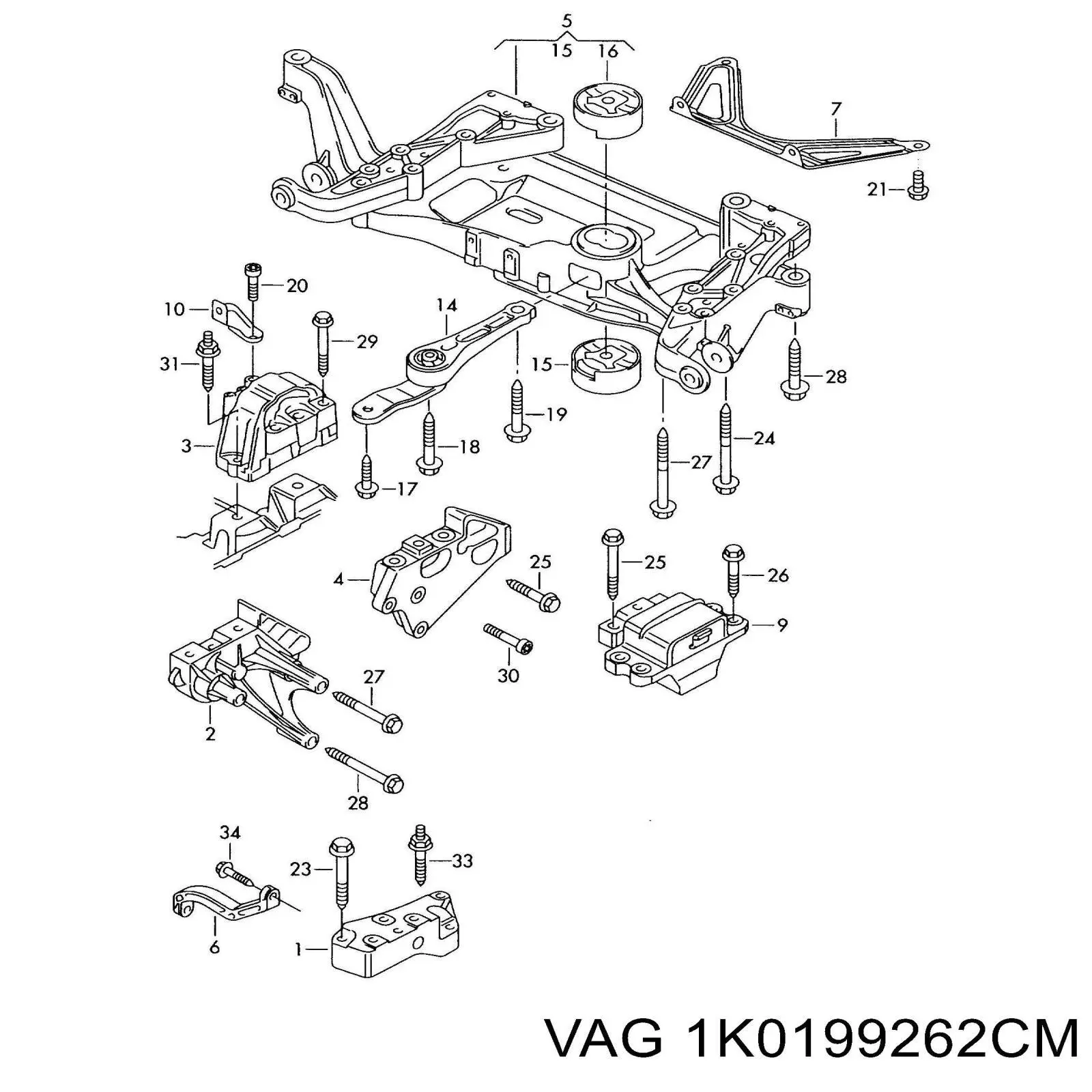 1K0199262CM VAG Права подушка мотора