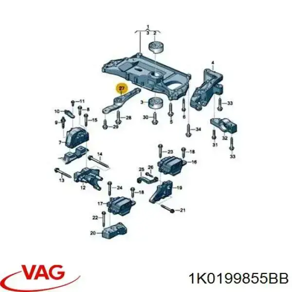 1K0199855BB VAG Задня подушка двигуна