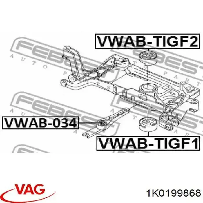 Сайлентблок переднього підрамника VAG 1K0199868