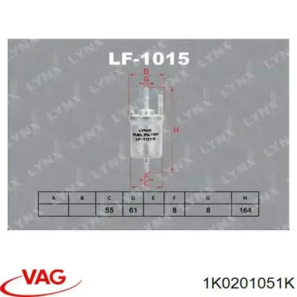 Фільтр тонкого очищення палива VAG 1K0201051K ціна, від 28.50 USD