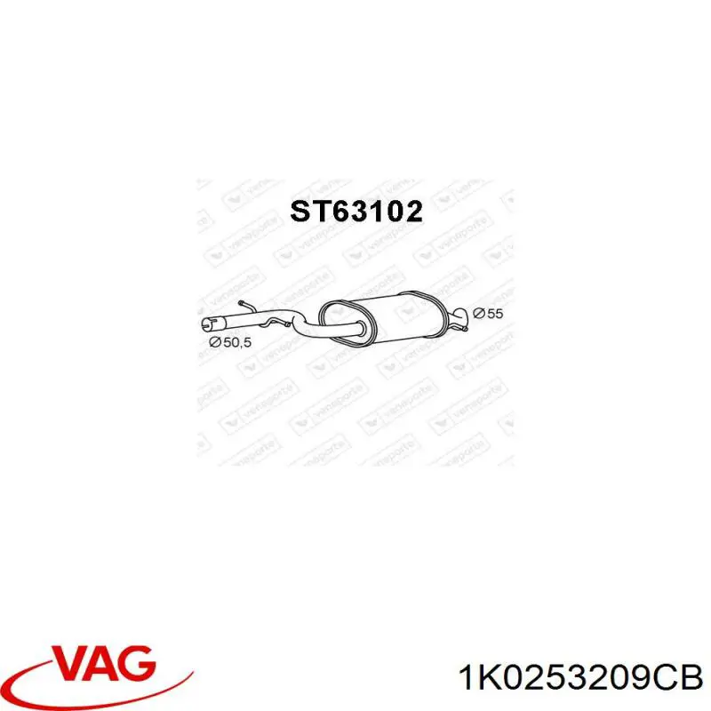 Глушник VAG 1K0253209CB ціна, від 65.36 USD