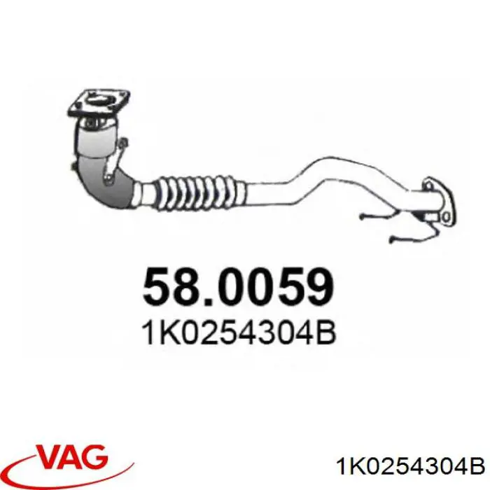 1K0254304B VAG Труба приймальна (штани) глушника, передня