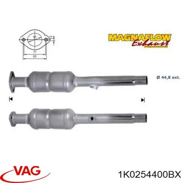 Конвертор-каталізатор (каталітичний нейтралізатор) VAG 1K0254400BX ціна, від 147.71 USD
