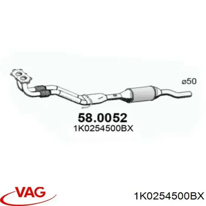 Купити 1K0254500BX VAG Глушник, передня частина