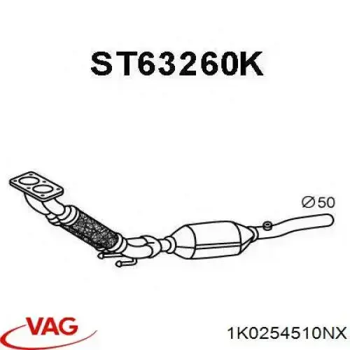 Глушник, передня частина 1K0254500B VAG