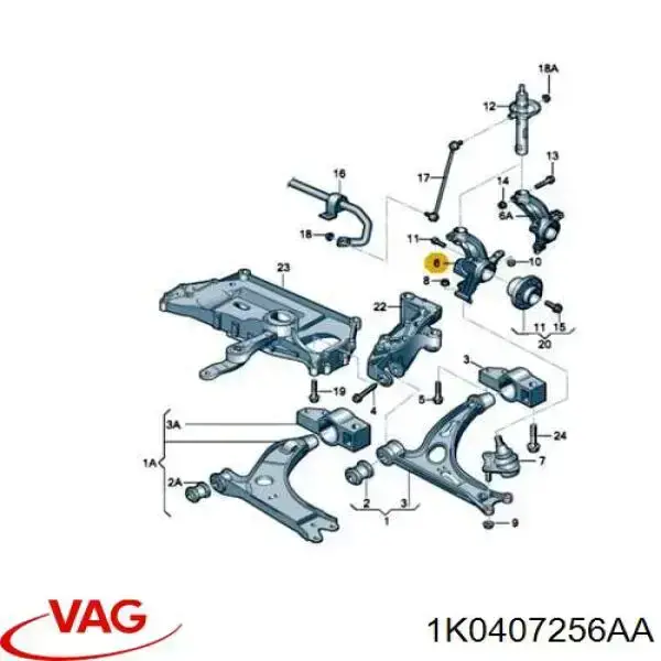 Купити 1K0407256AA VAG Кулак поворотний передній правий