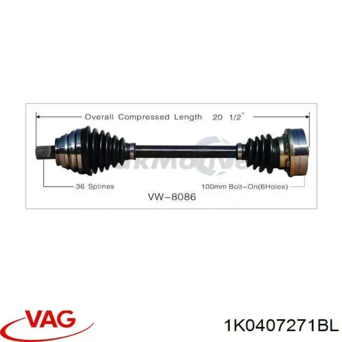 Купити 1K0407271BL VAG Ліва піввісь