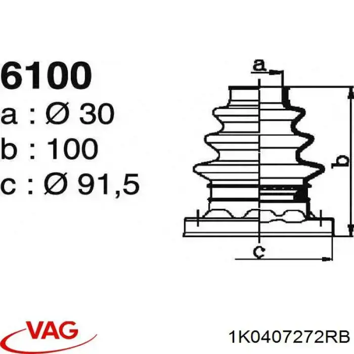 Піввісь передня, права VAG 1K0407272RB ціна, від 38.01 USD